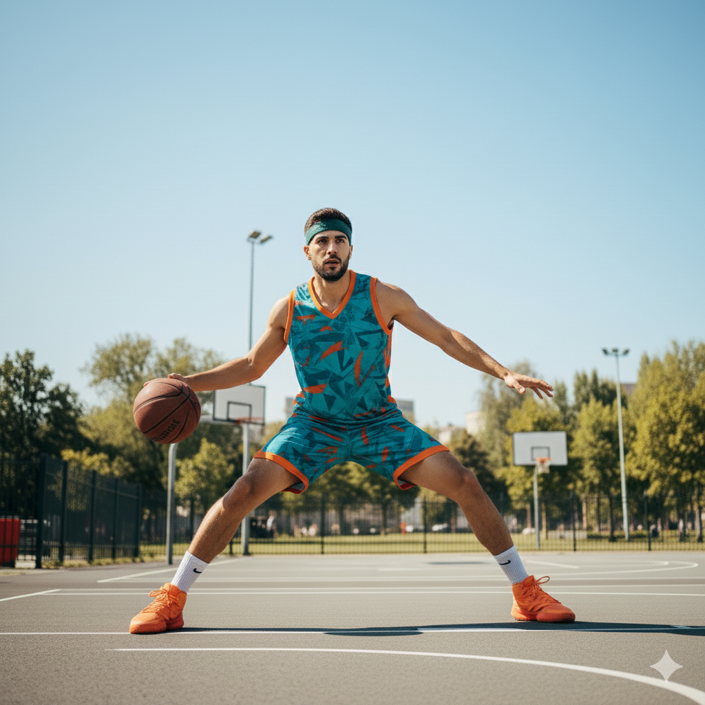 Teal Cracked Mosaic Basketball Kit