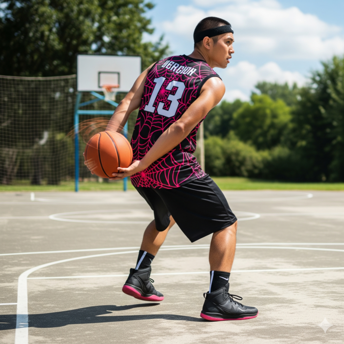 Black Web Graphic Basketball Jersey